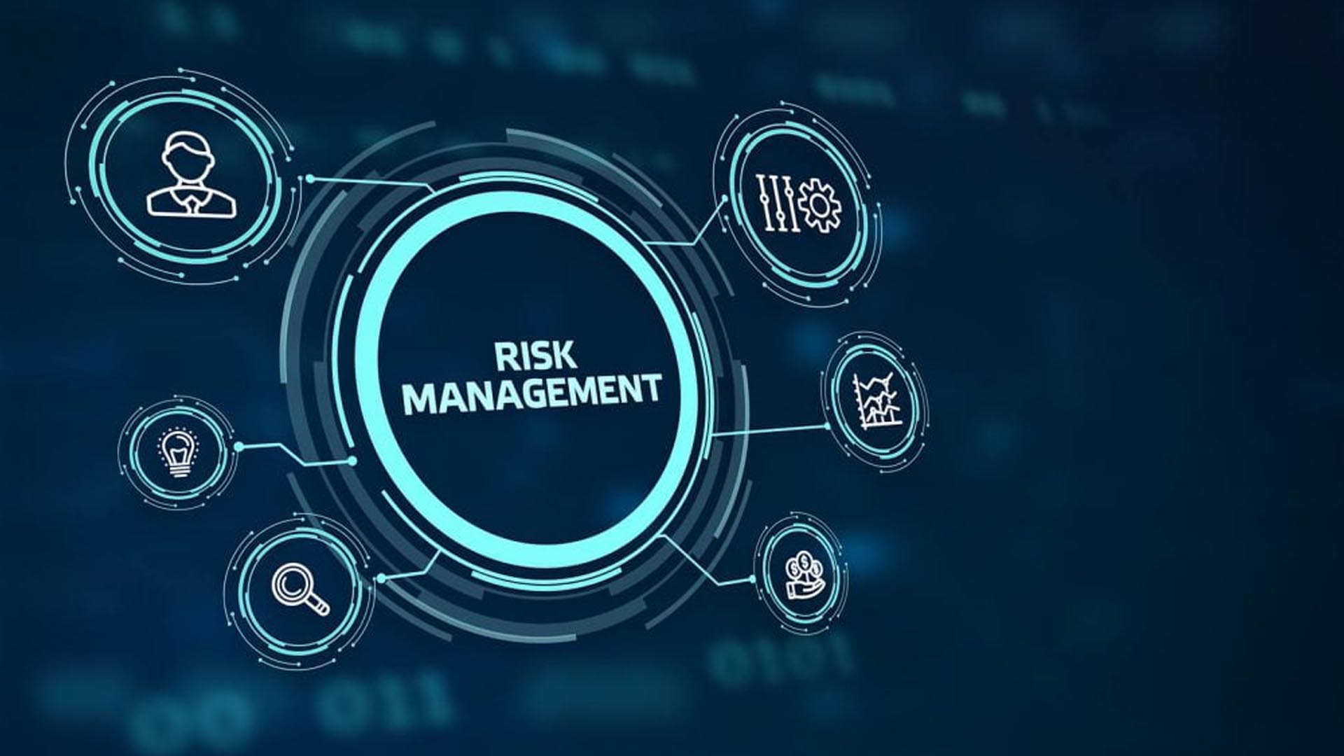 Risk management concept graphic with security icons